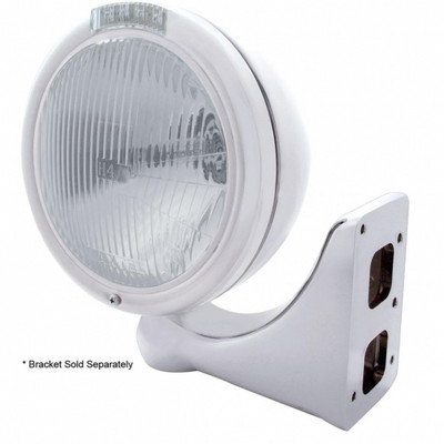 Stainless Steel Classic Headlight H4 Bulb & LED Turn Signal - Clear Lens