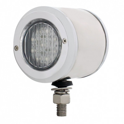 Stainless 2" Double Face Light With 9 LED 2" Lights & Bezels - Amber & Red LED/Clear Lens