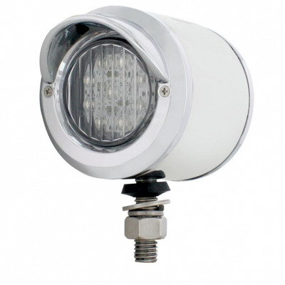 Stainless 2" Double Face Light With 9 LED 2" Lights & Visors - Amber & Red LED/Clear Lens