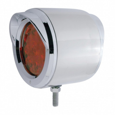 Stainless 4" Double Face Light With 10 LED 4" Lights & Visors - Amber & Red LED/Amber & Red Lens