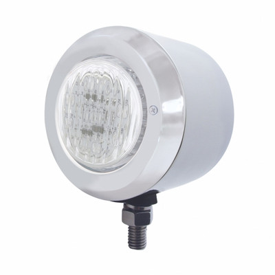 Stainless 2-1/2" Single Face Light With 13 LED 2-1/2" Light & Bezel - Red LED/Clear Lens