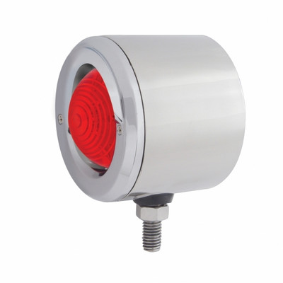 Stainless 2-1/2" Single Face Light With 13 LED 2-1/2" Roadster Light & Bezel - Red LED/Red Lens