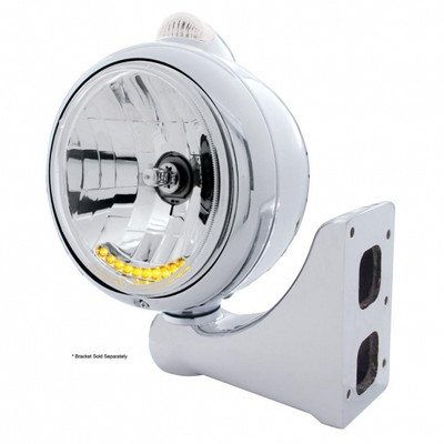 Chrome Guide 682-C Headlight H4 With 10 Amber LED & LED Signal - Clear Lens