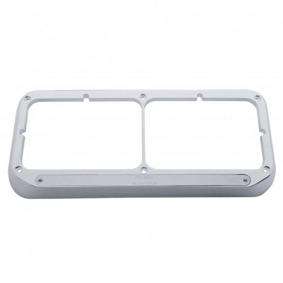 14 LED Rectangular Dual Headlight Bezel - Amber LED/Chrome Lens