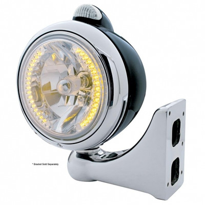 Black Guide 682-C Headlight H4 With 34 Amber LED & LED Signal - Clear Lens