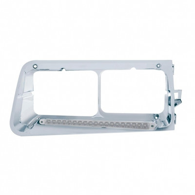 19 LED Headlight Bezel For 1989-2009 Freightliner FLD - Driver - Amber LED/Clear Lens