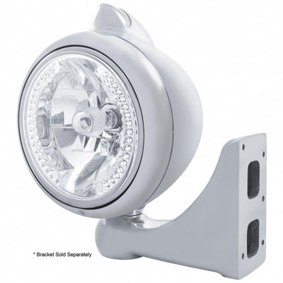 Chrome Guide 682-C Headlight H4 With White LED & Original Style LED Signal - Clear Lens