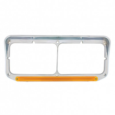 24 LED Rectangular Dual Headlight Bezel With Visor & GloLight - Amber LED/Amber Lens