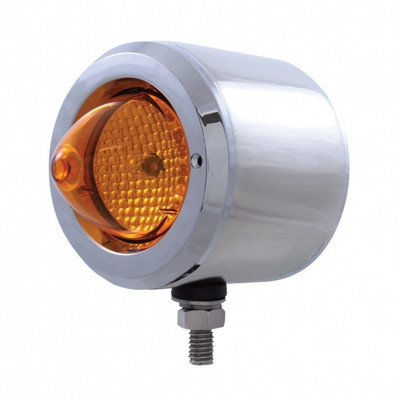 2" Stainless Double Face With 2" Crystal Beehive Lights & Bezels - Amber & Red Lens