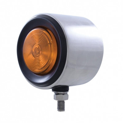 2" Stainless Double Face With 2" Lights & Grommets - Amber & Red Lens