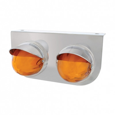 SS Light Bracket With Two 9 LED Dual Function Watermelon GloLight & Visors -Amber LED & Lens