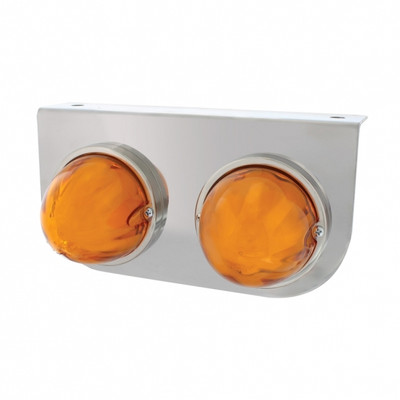 Stainless Light Bracket With Two 9 LED Dual Function Watermelon GloLight - Amber LED/Amber Lens