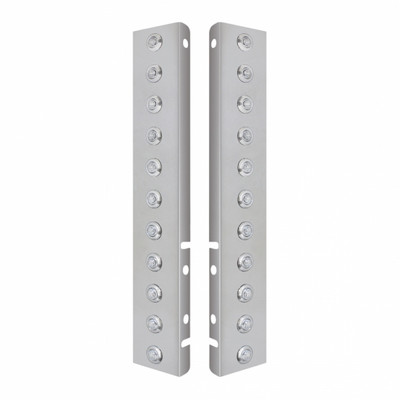 SS Front Air Cleaner Bracket With 22X 3 Amber LED Dual Function Mini Lights & SS Bezels For Peterbilt-Clear Lens