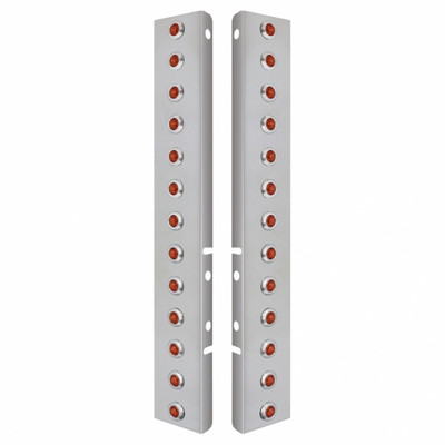 SS Front Air Cleaner Bracket With 26X 3 LED Mini Lights & SS Bezels For Peterbilt-Amber LED & Lens