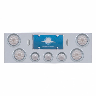 CR Rear Center Panel With 4X LED 4" Lights & 3X LED 2-1/2" Beehive Lights & Visors -Red LED/Clear Lens CR Rear Center Panel With 4X LED 4" Lights & 3X LED 2-1/2" Beehive Lights & Visors -Red LED/Clear Lens