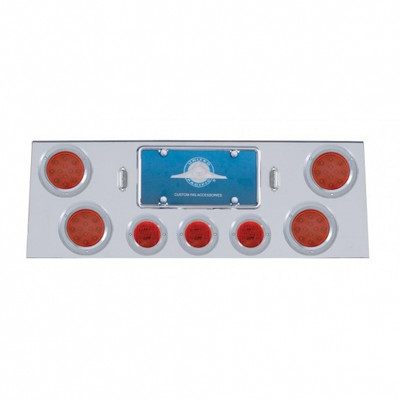 SS Rear Center Panel With 4X 12 LED 4" Reflector Light & 3X 13 LED 2-1/2" Light & Bezel -Red LED & Lens SS Rear Center Panel With 4X 12 LED 4" Reflector Light & 3X 13 LED 2-1/2" Light & Bezel -Red LED & Lens