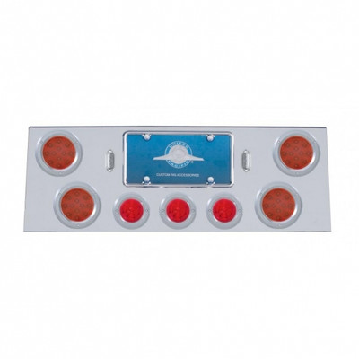 SS Rear Center Panel +4X LED 4" Refl. Light & 3X LED 2-1/2" Beehive Light & Bezel-Red LED & Lens