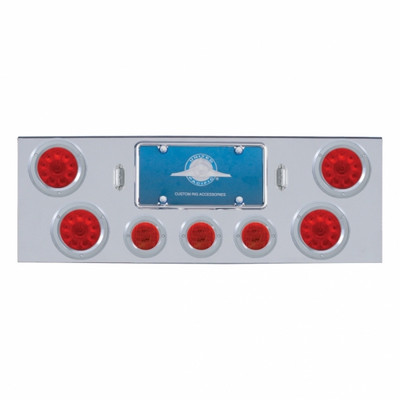 CR Rear Center Panel With 4X 10 LED 4" Lights & 3X 13 LED 2-1/2" Lights & Bezel -Red LED & Lens