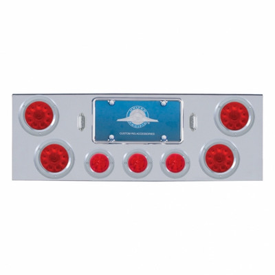 CR Rear Center Panel With 4X 10 LED 4" Lights & 3X 13 LED 2-1/2" Beehive Lights & Bezel -Red LED & Lens CR Rear Center Panel With 4X 10 LED 4" Lights & 3X 13 LED 2-1/2" Beehive Lights & Bezel -Red LED & Lens