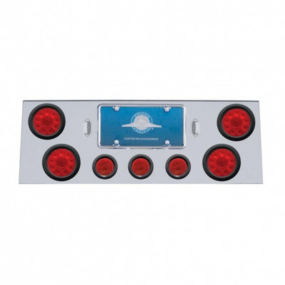 SS Rear Center Panel With 4X 10 LED 4" Lights & 3X 13 LED 2-1/2" Lights -Red LED & Lens
