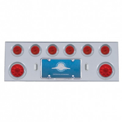 SS Rear Center Panel With Two 10 LED 4" Lights & 6X 13 LED 2-1/2" Lights & Visors -Red LED & Lens