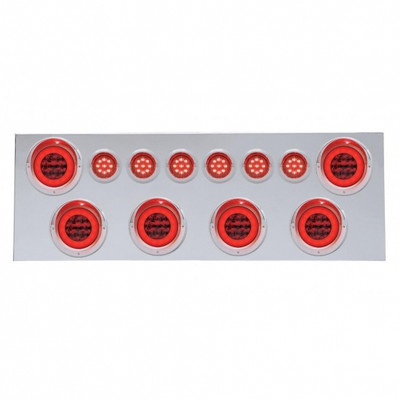 SS Rear Center Panel With 6X 21 LED 4" GloLight & 6X 9 LED 2" GloLight & Visor-Red LED & Lens