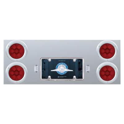 Stainless Rear Center Panel With Four 7 LED 4" Light & Bezel - Red LED/Red Lens - Competition Series