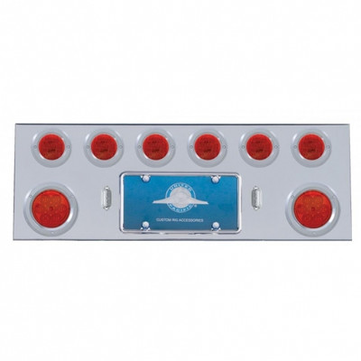 SS Rear Center Panel With 2X 7 LED 4" Reflector Light & 6X 13 LED 2-1/2" Light & Bezel -Red LED & Lens