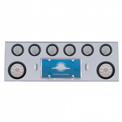 SS Rear Center Panel With 2X 10 LED 4" Lights & 6X 13 LED 2-1/2" Lights -Red LED/Clear Lens