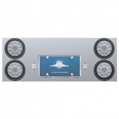 Stainless Rear Center Panel With Four 10 LED 4" Lights & Grommets - Red LED/Clear Lens