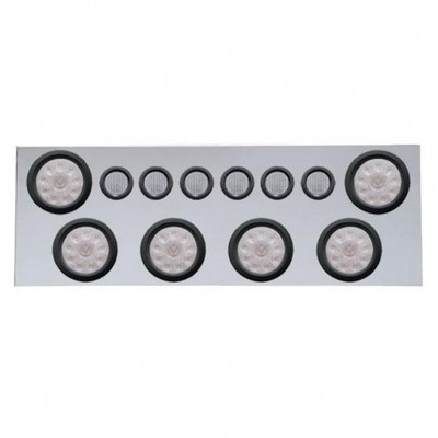 SS Rear Center Panel With 6X 10 LED 4" Lights & 6X 9 LED 2" Lights -Red LED/Clear Lens