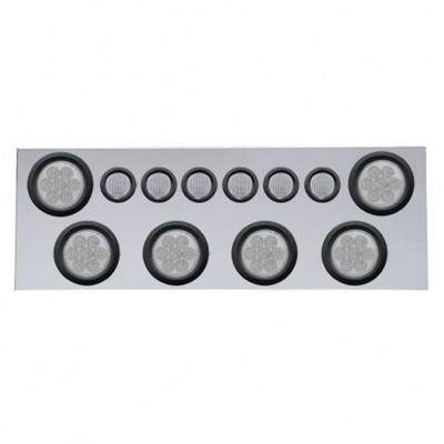 SS Rear Center Panel With 6X 7 LED 4" Reflector Lights & 6X 9 LED 2" Lights -Red LED/Clear Lens