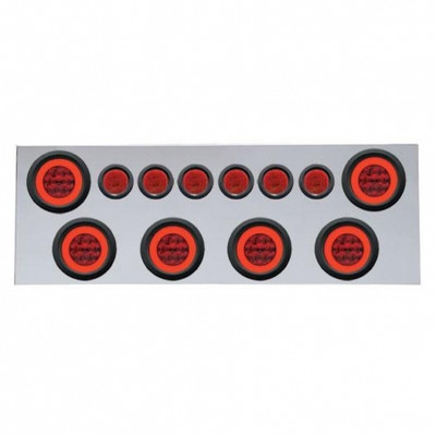 SS Rear Center Panel With 6X 21 LED 4" GloLight & 6X 9 LED 2" GloLight -Red LED & Lens