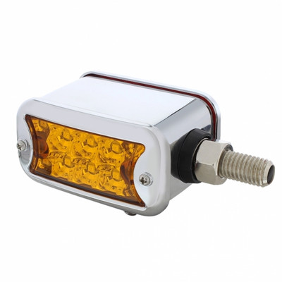 10 LED Dual Function Straight-Mount Reflector Double Face Light With Bezel -Amber & Red Lens