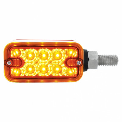10 LED Dual Function Straight-Mount Reflector Double Face Light Without Bezel -Amber & Red Lens