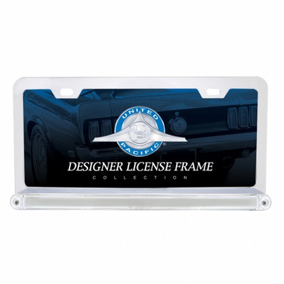 Chrome License Frame With 24 LED 12" GloLight Bar - Red LED/Clear Lens