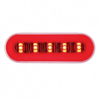 22 LED 6" Oval GloLight Kit With Divider Bar Inner Design (Stop, Turn & Tail) - Red LED/Red Insert (Each)