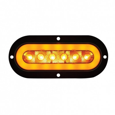 22 LED 6" Oval Flange Mount GloLight (Turn Signal) - Amber LED/Amber Lens