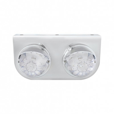 SS Light Bracket With Two 17 LED Dual Function Watermelon Lights & Visors -Amber LED/Clear Lens