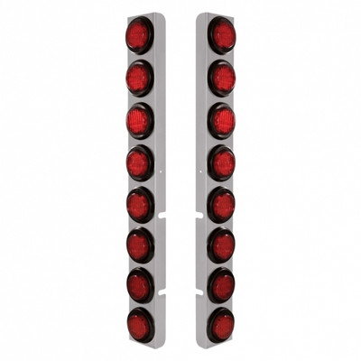 SS Rear Air Cleaner Bracket With 16X 9 LED 2" Lights For Peterbilt-Red LED & Lens