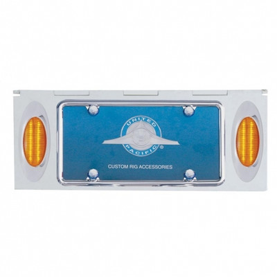 Stainless 1 License Plate Holder With Two 12 LED Phantom Lights - Amber LED/Amber Lens