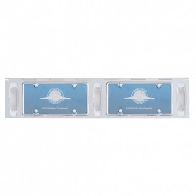 Stainless 2 License Plate Holder With Three 12 LED Rectangular Lights - Amber LED/Clear Lens