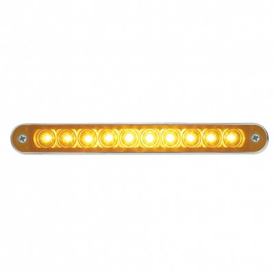 10 LED 6-1/2" Turn Signal Light Bar With Bezel - Amber LED/Amber Lens