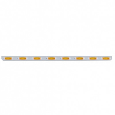 79-1/2" Stainless Bumper Light Bracket With Eight 12 LED Rectangular Lights - Amber LED/Amber Lens