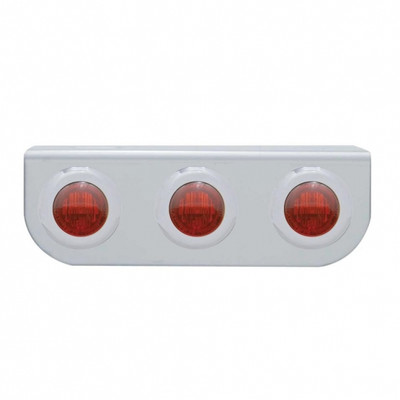 Stainless Light Bracket With Three 3 LED Mini Lights - Red LED/Red Lens