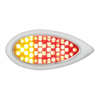 51 LED Duo "Teardrop" Auxiliary/Utility Light With Bezel - Red + Amber LED/Clear Lens