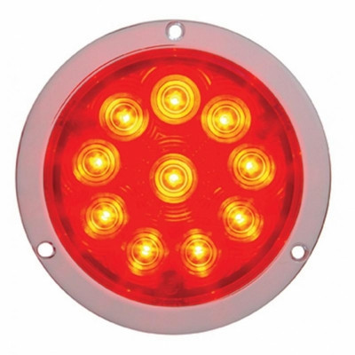 10 LED 4" Round Flange Mount Light (Stop, Turn & Tail) - Red LED/Red Lens 10 LED 4" Round Flange Mount Light (Stop, Turn & Tail) - Red LED/Red Lens