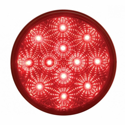 12 LED 4" Round Reflector Light Kit (Stop, Turn & Tail) - Red LED/Red Lens