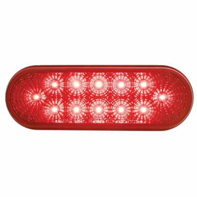 12 LED 6" Oval Reflector Light (Stop, Turn & Tail) - Red LED/Red Lens (Bulk)