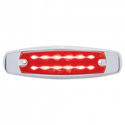 12 LED Rectangular Light (Clearance/Marker) With Chrome Bezel - Red LED/Red Lens